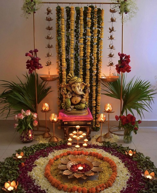 Ganpati Flower Decoration Ideas 3