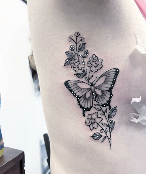 Butterfly Flower Tattoo 17