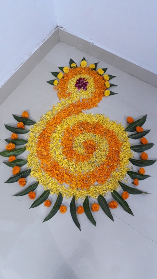 Free Hand Simple Rangoli Designs with Flowers 1