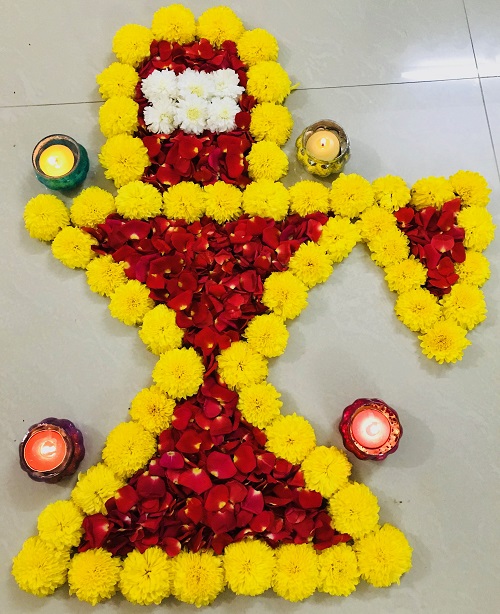 Free Hand Simple Rangoli Designs with Flowers 10