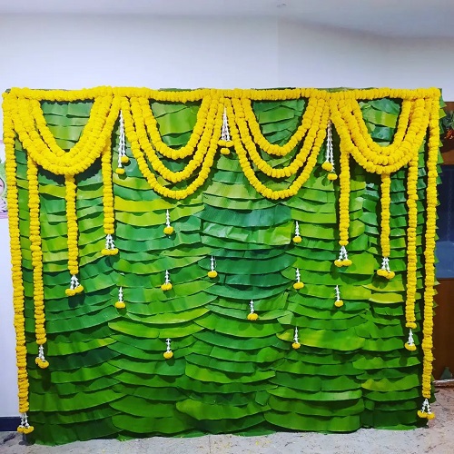 House warming decor with Banana Leaf backdrop! For more details, contact us  at +918367337669 #decor #decoration #decorationideas… | Instagram