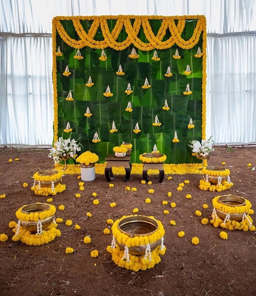 Banana Leaf Decoration for Haldi - Wedding Secrets
