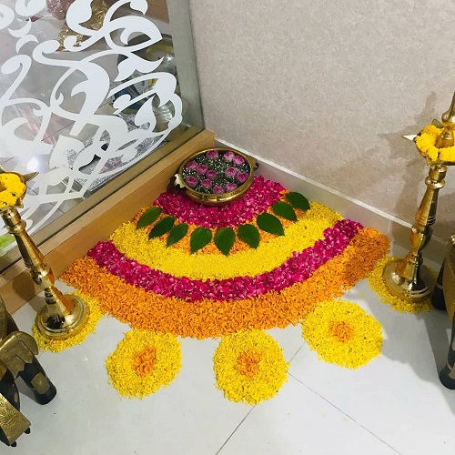 Free Hand Simple Rangoli Designs with Flowers 21