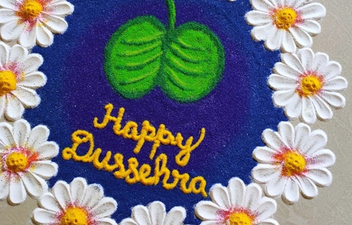 33 Easy Dussehra Rangoli Ideas with flowers 5