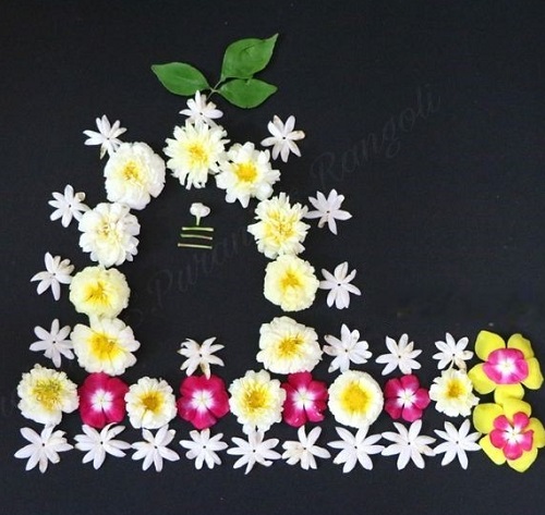 33 Easy Dussehra Rangoli Ideas with flowers 33