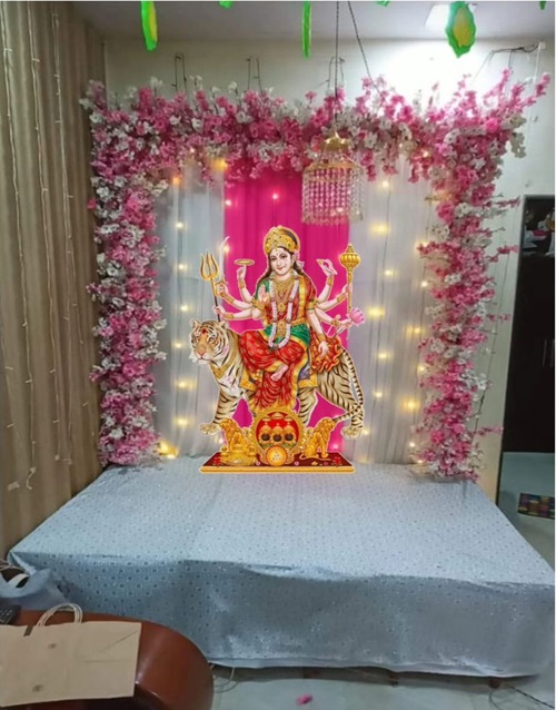Navratri Background Decoration With Flowers 13