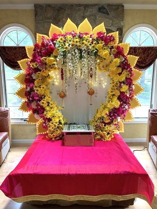 Navratri Background Decoration With Flowers 1