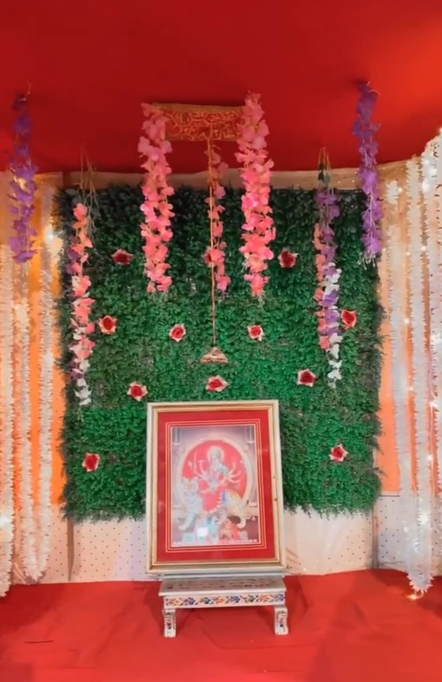 Navratri Background Decoration With Flowers 9