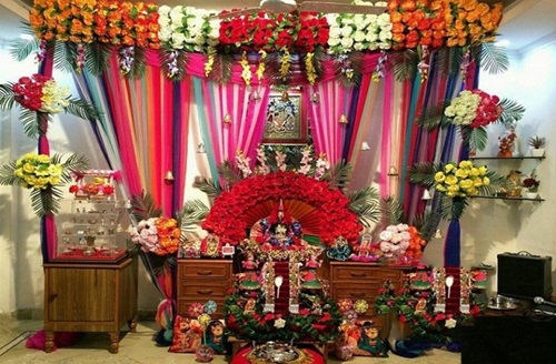 Navratri Background Decoration With Flowers 17