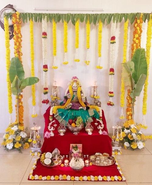 Navratri Background Decoration With Flowers 19