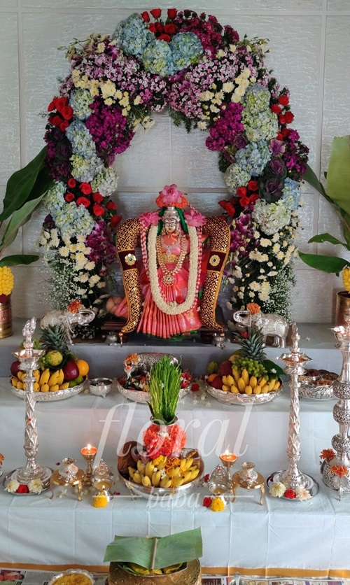 Navratri Background Decoration With Flowers 23