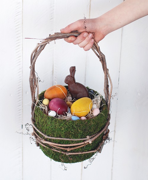 Moss and Grapevine Flower Basket