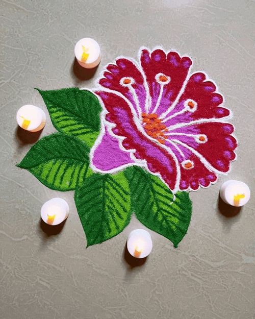 Simple cute rangoli design of flower 