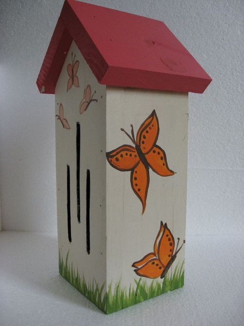 Painted Butterfly House for Butterflies in the Garden